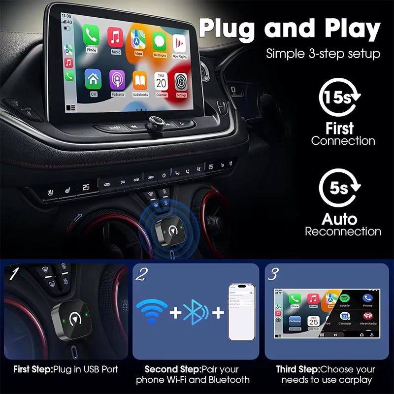 2-in-1 Wireless CarPlay Adapte - Car Accessories Usa 评论和价格